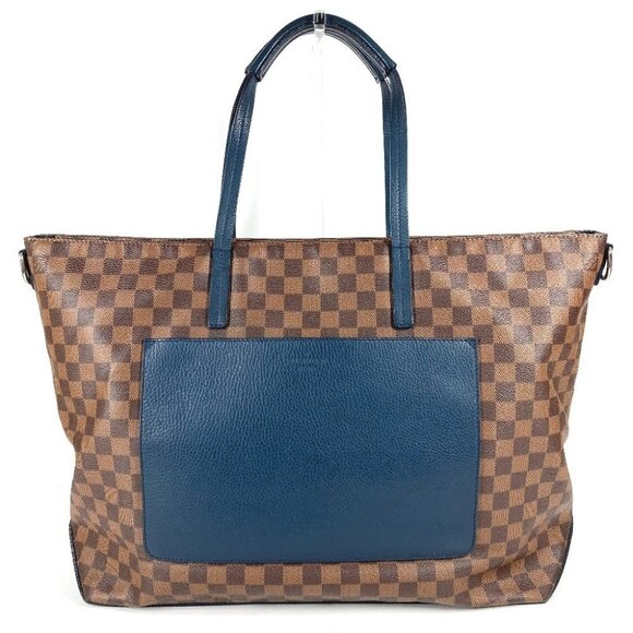 LOUIS VUITTON N41242 Damier Cabas Bag Tote Bag Large Shoulder Bag Brown/Navy - Picture 2 of 16